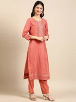 Women's Peach Paisley Kurta Set-GW-3142-Peach