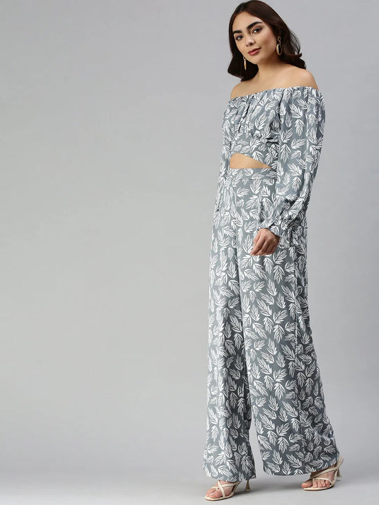 Women Grey Printed Co-Ords Set-AE-7003-Greywhite