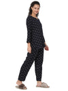 Smarty Pants Women's Cotton Navy Blue Polka Dot Print Night Suit