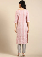 Women's Pink Solid Straight Kurta-SKC-789-Peach