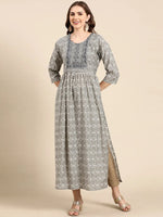 Women's Grey Printed Anarkali Kurta-SKC-1036-Grey