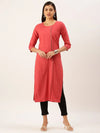 Women's Red Solid Straight Kurta-SKC-3128-Red