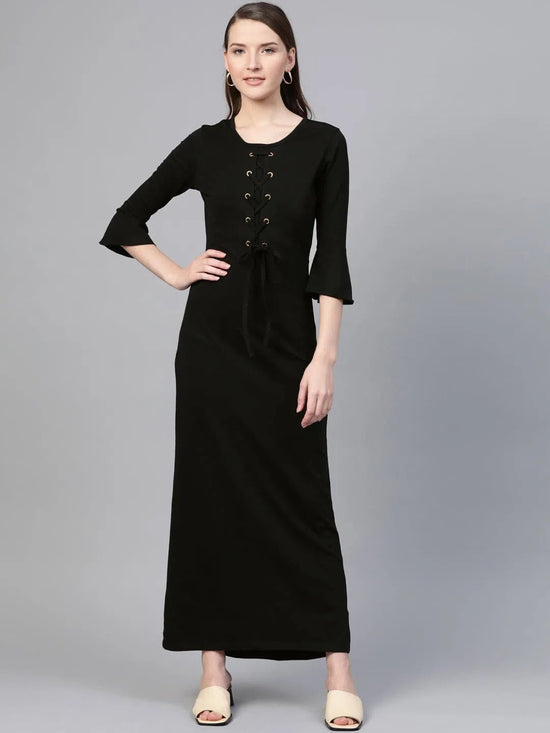 Black Front Criss Cross Detail Maxi