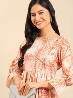 Women's Beige Printed Anarkali Kurta-SKC-822-Tan