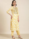 Women Yellow Floral Kurta Set-GW-3515B-Yellow