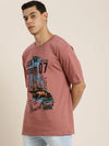 Dillinger Pink Graphic Oversized T-Shirt-DLMOV022WRS-S