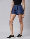 Women Navy Blue Solid Shorts-LT-S-10154-Navyblue