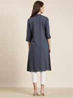 Women Grey Solid A-Line Kurta-RJF-038-Grey