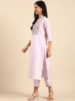 Women's Purple Solid Kurta Set-UB-2690-Lavender