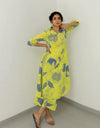 Navyaa Women's Viscose Floral Printed Straight Kurta Set With Palazzo-Me62 yellow dadam