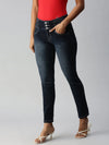 Women's Blue Solid Denim Skinny Jeans-CR-7823-Blue