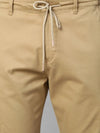 Genips Men's Khakhi Cotton Stretch Bahamas Cargo Fit Solid Cargo