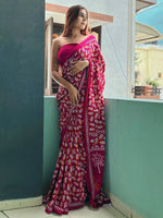 Saree Mall Women's Cotton Pink Printed Designer Saree With Blouse Piece-MINAXI1505