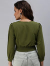 Women's Olive Striped Top-AE-10314-Olive