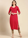 Women's Rose Printed Straight Kurta-AT-A762-Rose