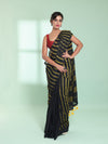 Black Cotton Saree With Stripes Pattern-MA59CT06530045