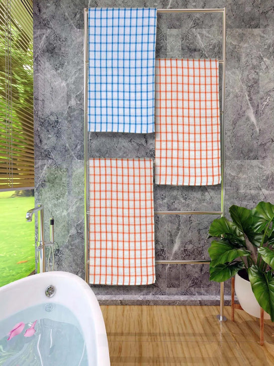 Athom Living Premium Gamcha Bath Towel 65 x 135 cm Pack of 3 Multicolored checkered-ATZ-BT-1A-1B-1B