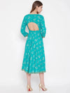 Deep back with front mock overlap Dress in Mint Blue