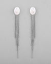 Silver-Plated Handcrafted Pearl Studded Classic Drop Earrings-VOJ379