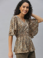 Women's Beige Printed Tops-AE-10306-A-Beigeblack