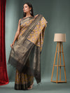 Beige Blended Silk Handwoven Ajrakh Print Saree-MA50BSL34830015