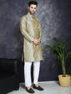 Woven Design Silk Blend Kurta with Pyjama-JOKP-P-5032Pista