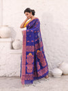 Royal Blue Cotton Saree With Woven Designs And Zari Border-MA54BCT041210047