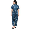 Smarty Pants Women's Silk Satin Teal Blue Color Baby Elephant Printed Night Suit