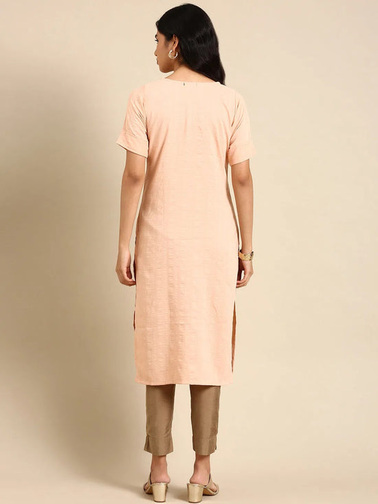 Women's Peach Printed Straight Kurta-SKC-842-Peach