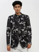 Men Black Printed Blazer-SOBLZ-85-08-Black