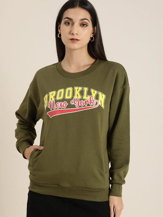 Dillinger Olive Typographic Oversized Sweatshirt