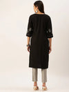 Women's Black Solid Straight Kurta-DF-1208-Black