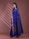 Blue Pure Cotton Zari Stripe Soft Saree With Zari Border-MA59CT06520062