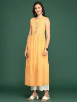 Women's Yellow Printed Anarkali Kurta-GW-3122-Yellow