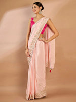 Saree Mall Women's Crepe Pink Embellished Designer Saree With Blouse Piece-SRENIK1555A