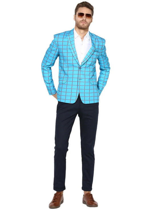 Hangup Men Standard Checkered Men Formalwear-D12CheckBlazer