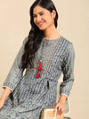 Women's Grey Printed Kurta Set-BCSK-1308-Grey