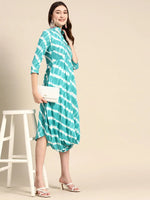 Front Cowl Midi Dress in Aqua Blue