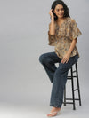 Women's Beige Printed Tops-AE-10306-C-Beigeblack