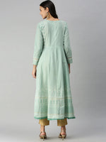 Women's Teal Floral Khatwa Anarkali Kurta-RF-9955-Teal