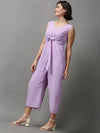 Women's Purple Printed Jumpsuit-AE-15024-Purple