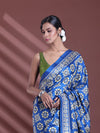 Blue Silk Soft Saree With Texture Print-MA60BSL01400035