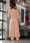 Pink Floral Printed Rayon Kurta, Pant And Dupatta Set With Mirror & Thread Work-J4839PINK_OF