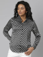 Women Black Polka Dots Shirt-AE-333845-Black