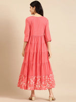 Women's Pink Printed Straight Kurta-AT-568-LG-Peach