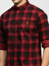 Men Maroon Checked Shirt-CLEON-1784-Maroon