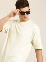 Dillinger Cream Solid Oversized T-Shirt