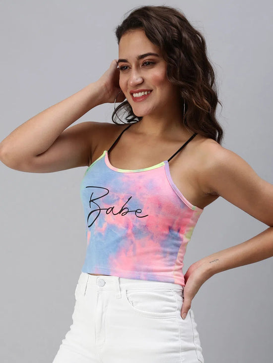 Women's Multi Typographic Crop Top-SH-909-Multi