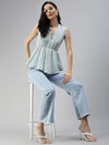 Women's Sea Green Striped Top-AE-10324-Seagreen