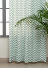 Ikat Chevron 100% cotton geometric curtain for living room - Room darkening - Nile Blue - Pack of 1-230422047